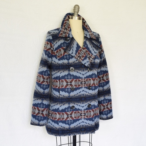 Pendleton Aztec southwest blanket pea coat jacket - Picture 4 of 8